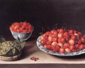 路易斯莫利隆 - Still-Life with Cherries, Strawberries and Gooseberries